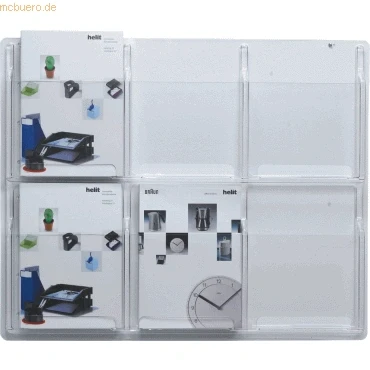 Abbildung von helit H6259402 Wanddisplay „the clearly“ 6 Taschen, DIN A4 hoch, glasklar
