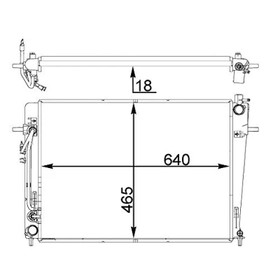 Abbildung von MAHLE ORIGINAL CR 1406 000P Kühler, Motorkühlung 640 465 19 Kühlrippen gelötet KIA: Sportage III