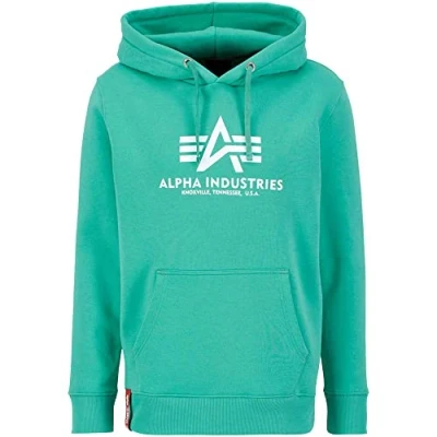 Abbildung von Alpha Industries Basic Kapuzenpullover türkis, Herren, Größe: Large, Türkis