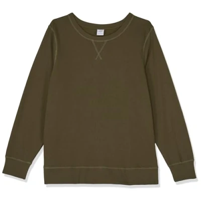 Abbildung von Amazon Essentials Damen Sweatshirt aus French Terry Fleece mit Rundhalsausschnitt (Erhältlich in Übergröße), Olivgrün, L