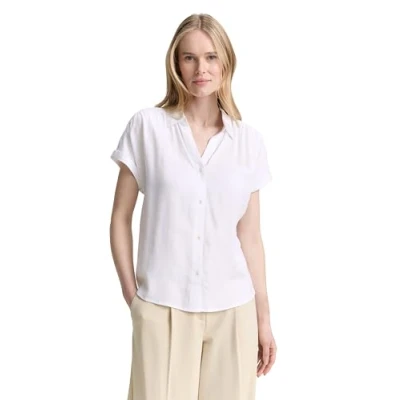 Abbildung von TOM Tailor Solid WITH Collar Hemdbluse, Damen, Größe: 38, White