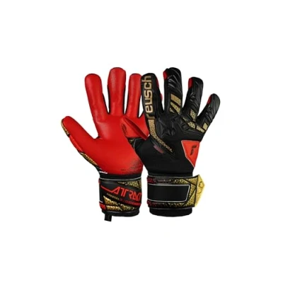 Abbildung von Reusch Attrakt Freegel Silver Junior atmungsaktive Torwarthandschuhe Kinder Jugendliche FuÃŸballhandschuhe für alle Wetterbedingungen und Spielfeldoberflächen, schwarz Gold rot, 7