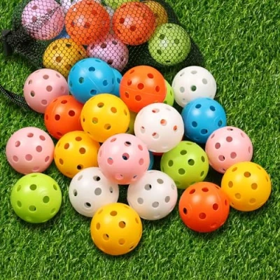 Abbildung von THIODOON Golf Übungsball, Luftstrom, hohl, Übung, Golfbälle, 40 mm, Kunststoff, Golfbälle für Schaukelübungen, Fahren, Zuhause, Outdoor, Golfspiele Erwachsene und Kinder, 24 Stück