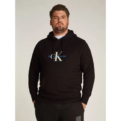 Abbildung von Calvin Klein Jeans PLUS Distressed Monologo Hoodie Sweatshirt, Herren, Größe: 2XL, Black