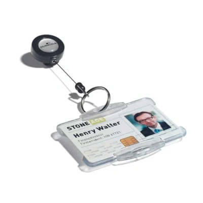 Abbildung von Durable Ausweishalter (mit Schlüsselring, Bandlänge 80 cm) Packung à 10 Stück, anthrazit, 822258