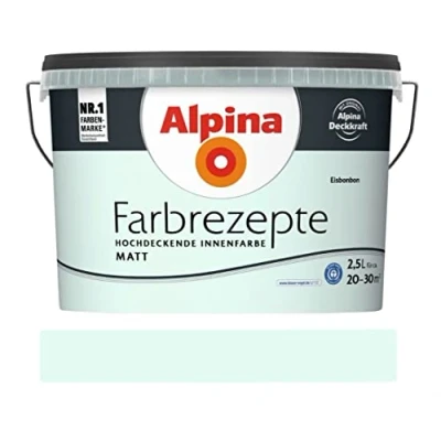 Abbildung von Alpina Wand und Deckenfarbe Farbrezepte 2,5 Liter Eisbonbon Matt
