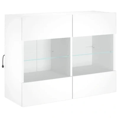Abbildung von vidaXL TV Wandschrank, Schrank mit viel Stauraum, Wandmontage Fernsehschrank LED Leuchten, Hängeschrank Möbel Ständer, Modern, Weiß
