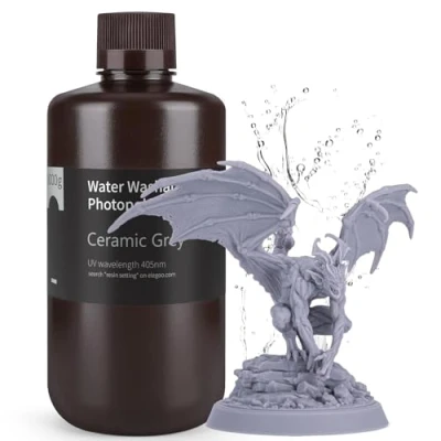 Abbildung von ELEGOO Upgraded 405nm Wasser Waschbares Resin 2.0,Water Washable 3D Drucker Rapid Harz mit Geringerer Schrumpfung und Höherer Präzision für LCD/DLP/SLA/3D Grau 1000g