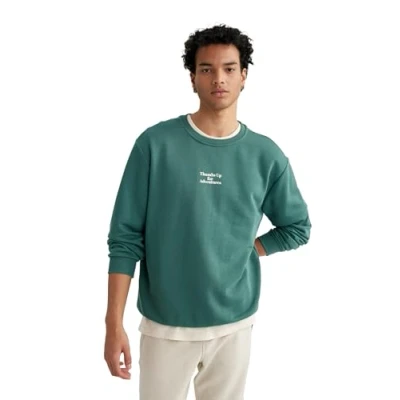 Abbildung von DeFacto Herren Sweatshirts Bequeme Sweatshirt Pullover Regular Fit Crew Neck