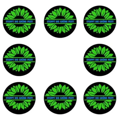 Abbildung von Sammys Shirt Store 8 Stück Aufkleber 4cm rund Stoppt die Grüne Pest II Sticker Sparpack gut haftend Aktiv Werden