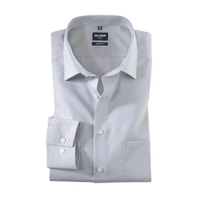 Abbildung von OLYMP Luxor modern fit Hemd Langarm New Kent Kragen Chambray hellgrau Gr. 41