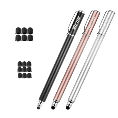 Abbildung von METRO 2 in 1 Premium Eingabestift Touchstift Stylus (Silber/Schwarz/Rosen Gold)