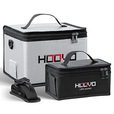 Abbildung von HOOVO Lipo Bag Feuerfeste, explosionsgeschützte Battery Safe Guard zum Aufbewahren und Aufladen von Batterien mit Doppelreißverschluss