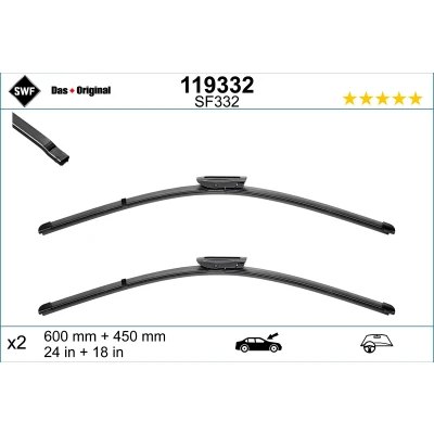 Abbildung von Scheibenwischer Swf Visioflex 119332 vorne Rahmenlos RENAULT: Megane 2 Kombi, Coupe Cabriolet, 4 Grandtour