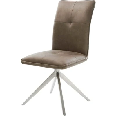 Abbildung von Drehstuhl Maddy Flex Mikrofaser Taupe Vintage Kreuzgestell breit Edelstahl 360 drehbar Wippfunktion