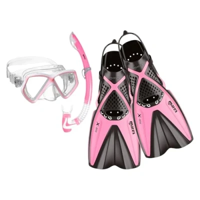 Abbildung von Mares Aquazone Set X One Pirate, bestehend aus Maske, Schnorchel und Flossen für Kinder/Jugendliche, Unisex, Pink, S