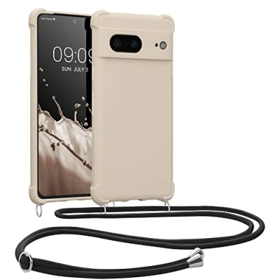 Abbildung von kwmobile Necklace Case kompatibel mit Google Pixel 7 Hülle Cover Kordel zum Umhängen Silikon Schutzhülle Creme