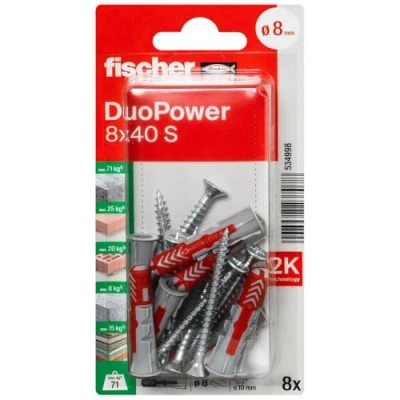 Abbildung von Fischer DuoPower 8 x 40 S K NV Rawplug Satz mm 534998 1