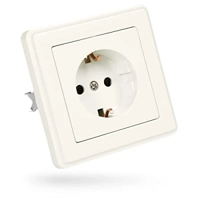 Abbildung von greate Steckdosen Set komplett für Unterputz Steckdose weiß 250V AC, 16A, IP20 inkl. Rahmen, Einsatz &amp; Abdeckung Steckdose, Steckdosenset, Unterputzsteckdose
