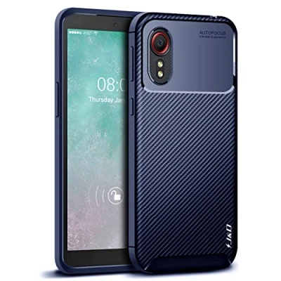 Abbildung von J&amp;D Kompatibel für Samsung Galaxy Xcover 5 Hülle, Carbon Fiber Pattern Leichtgewichtig Fallschutz Stoßfest TPU Slim und Anti Kratzer Hülle 5, Blau