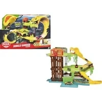Abbildung von Dickie Toys Auto Rennbahn Jungle Garage (50x55x32 cm) inkl. Spielzeugauto aus Metall Parkhaus auf 3 Etagen mit Aufzug und Tunnel, Spielzeug Autobahn für Kinder ab Jahre