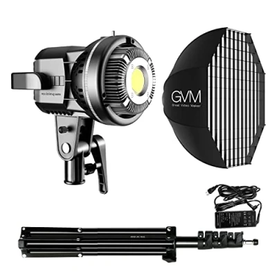 Abbildung von GVM LED Videoleuchte mit Softbox, 80W Bowens COB Studiolicht Stativ, 5600K Tageslicht Fotografie Dauerlicht für Foto Porträt YouTube Studio Video, Halterung, Beleuchtung