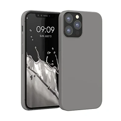 Abbildung von kwmobile Hülle kompatibel mit Apple iPhone 12 / Pro Silikon Handy Case Handyhülle weiche Oberfläche kabelloses Laden Stone Dust