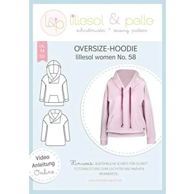 Abbildung von lillesol &amp; pelle Schnittmuster Women No.58 Oversize Hoodie in Größe 34 50 zum Nähen mit Foto Anleitung und Video