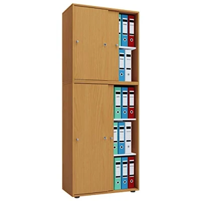 Abbildung von Büroschrank Lona XXL mit Schiebetüren Buche