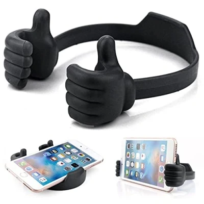 Abbildung von Kinizuxi Daumen Nach Oben Handy Ständer, Universal Flexible Silikon Handyhalterung Tisch, Mobile Phone Halterung Ständer für iPad Zubehör iPhone Schwarz