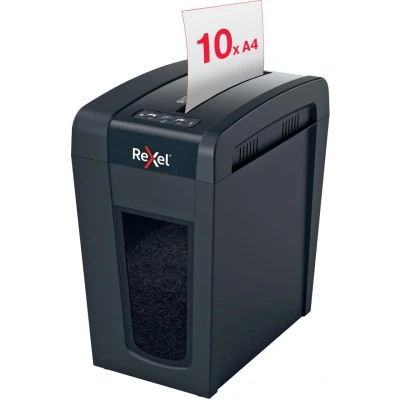 Abbildung von Rexel Aktenvernichter Secure X10 SL Slimline Whisper Shred™, Partikelschnitt, 11 10 Blatt A4 (70 80 g/m²) Kapazität, Sicherheitsstufe P4, 18L Abfallbehälter, sehr leise &amp; kompakt, für zu Hause