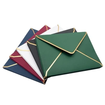 Abbildung von 50 Stücke Umschläge, 5x7 Einladungumschläge mit V Klappe Edle Briefumschläge Umschläge Goldfolienrand Luxuriöse Kuvert für Hochzeiten, Einladungen, Party, Grußkarten Bunt