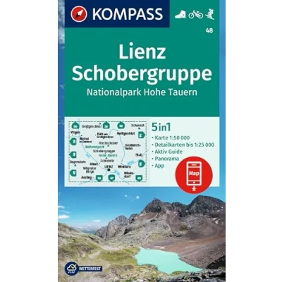 Abbildung von KOMPASS Wanderkarte 48 Lienz, Schobergruppe, Nationalpark Hohe Tauern 1:50.000: 5in1 mit Aktiv Guide, Detailkarten und Panorama inklusive ... in der App. Fahrradfahren. Skitouren.