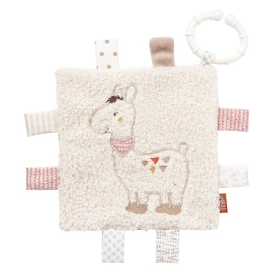Abbildung von Fehn Knistertuch Lama Spielzeug zum Aufhängen mit Raschelpapier &amp; Quietsche Knistertier Raschelspielzeug Babyspielzeug Befestigungsring Rascheltuch für Babys und Kleinkinder ab 0+ Monaten