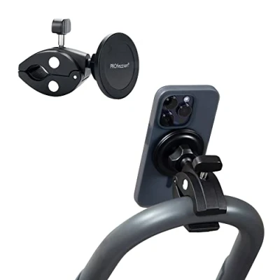 Abbildung von PROfezzion Mag Safe Handyhalterung, Handy Lenker Griff Fitness Halterung für Fahrrad Laufband Spinning Bike Elliptical Trainer iPhone 16 Plus Pro Max 15 14 13 12 und Case