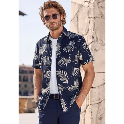 Abbildung von John Devin Hawaiihemd &quot;Regular fit&quot;, Langarm, Freizeithemd mit Palmenprint aus reiner Baumwolle