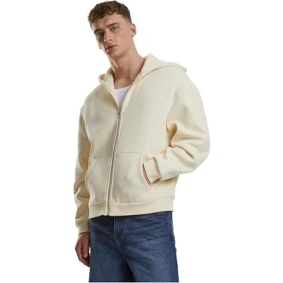 Abbildung von Urban Classics Herren Kapuzenpullover Fluffy Zip Hoody, Flauschiger mit Reißverschluss, Hoodie für Männer, Oversize Fit