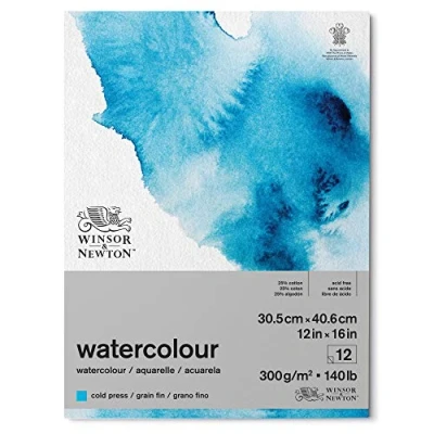 Abbildung von Winsor &amp; Newton 6667004 Classic Aquarellpapier im Block 12 Blatt 30,5 x 40,6cm , 300g/m²,geleimt, kaltgepresstes, leicht texturiertes weißes Papier in archivierbarer Qualität, gilbbeständig