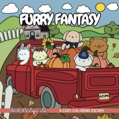 Abbildung von Furry Fantasy: Coloring Book for Adults and Teens Featuring Cozy Autumn Scenes with Adorable Animal Characters Relaxation