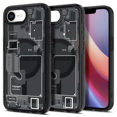 Abbildung von Spigen für iPhone 16e Hülle [Anti Vergilbung] Ultra Hybrid MagFit Case Handyhülle Transparent Dünn Slim Kompatibel mit MagSafe Zubehör Zero One Black