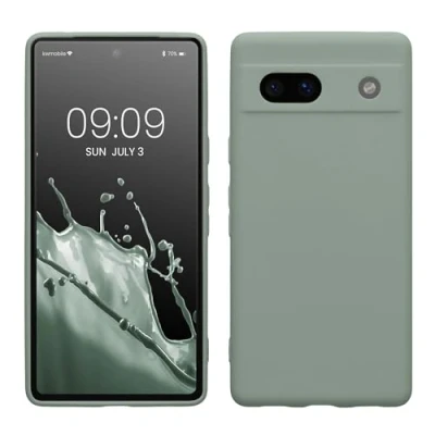 Abbildung von kwmobile Handyhülle kompatibel mit Google Pixel 7a Hülle Handy Case aus weichem Silikon in Rainwashed Grün