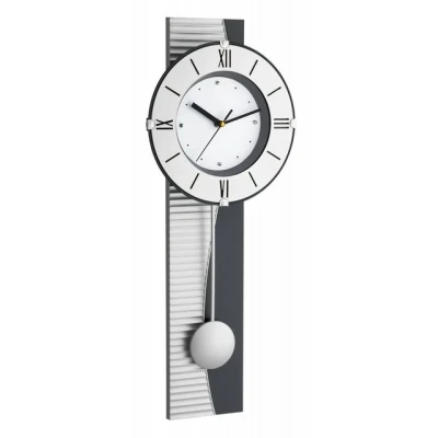 Abbildung von TFA Dostmann Wanduhr 60.3001 Analoge Pendeluhr in Metall Optik