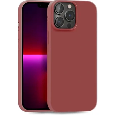 Abbildung von MyGadget Hülle kompatibel mit iPhone 13 Pro Max robuste Handyhülle TPU Case Slim Silikonhülle Back Cover Kratzfest Schutzhülle matt Braun