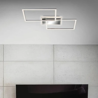 Abbildung von BRILONER Leuchten LED Deckenleuchte, Deckenlampe dimmbar, inkl. Fernbedienung, Farbtemperatursteuerung, Nachtlichtfunktion und Timer, 40 W, Chrom Alu, 500x388x80mm (LxBxH), 3049 018