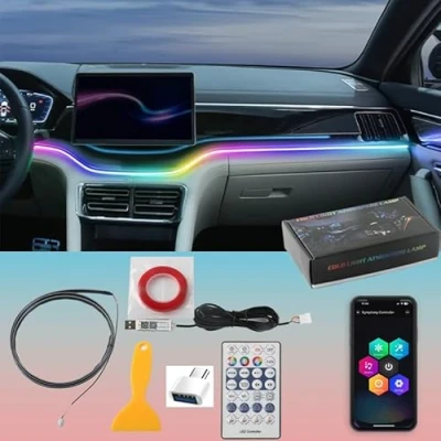 Abbildung von Kwoxet Auto LED Innenbeleuchtung, innenraumbeleuchtung 5V USB Anschluss,APP Steuerung Lichter für Szenenoptionen und 20 Millionen Farben,Auto Sachen Gadgets Deko