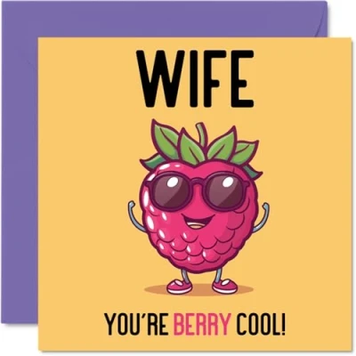 Abbildung von Stuff4 Geburtstagskarten für Ehefrau Berry Cool lustige Geburtstagskarte vom Ehemann, Ehefrau, Geburtstagsgeschenke, 145 mm x mm, Witz Grußkarten Frauen und sie