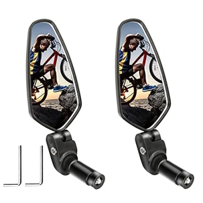 Abbildung von OttoBen Fahrrad Rückspiegel Lenker,Edelstahl Fahrradspiegel HD Weitwinkel 360 Grad Einstellbar Robust, Ebike Mountainbikes Rennrad Fahrradlenker End Spiegel Schwarz 2PCS