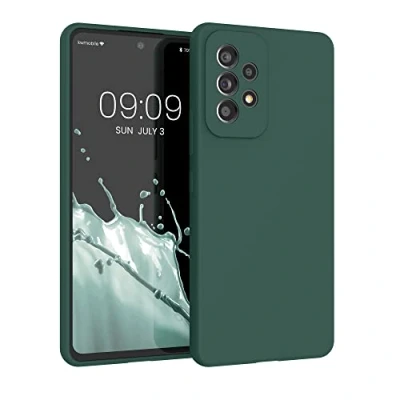 Abbildung von kwmobile Hülle kompatibel mit Samsung Galaxy A53 5G Silikon Handy Case Handyhülle weiche Oberfläche kabelloses Laden Moosgrün