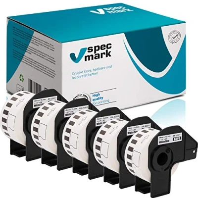 Abbildung von specmark 5 Rollen Endlosetiketten kompatibel mit Brother DK 22211 29mm x 15,24m Etiketten für allen QL Etikettendruckern 570 700 800