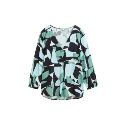 Abbildung von TOM Tailor MIT Muster Bluse, Damen, Größe: 36, Green dots and shapes design
